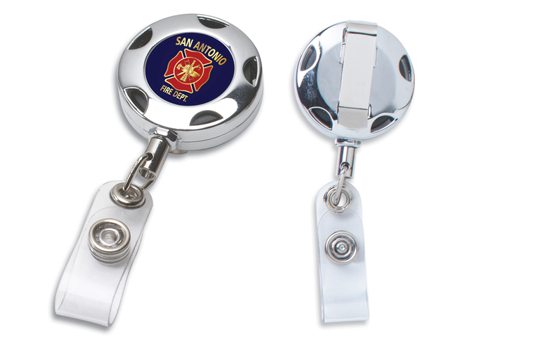 Cord Round Chrome Solid Metal Sport Retractable Badge Reel & Badge Holder